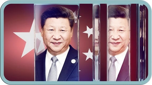Xi Jinping im Glasscheibenmuster.