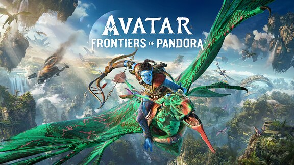 Das Cover von "Avatar: Frontiers of Pandora" zeigt eine kriegerische Szenerie auf den fiktiven Mond Pandorra