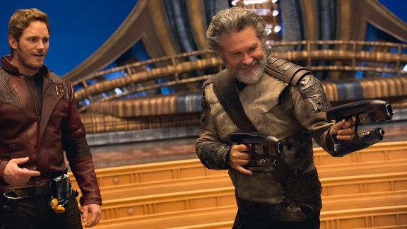 Chris Pratt und Kurt Russell während der Dreharbeiten