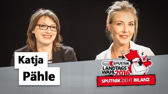 Katja Pähle von der SPD und Moderatorin Sissy im Studio von "Sputnik zieht Bilanz"