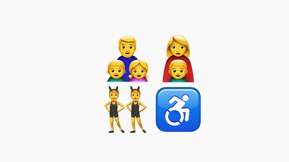 Emoji eines alleinerziehenden Vaters, einer alleinerziehenden Mutter, Transvestiten und einem Rollstuhlfahrer aus iOS 10
