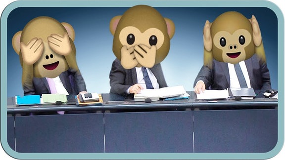 Drei Affen: nichts hören, nichts sehen, nichts sagen.
