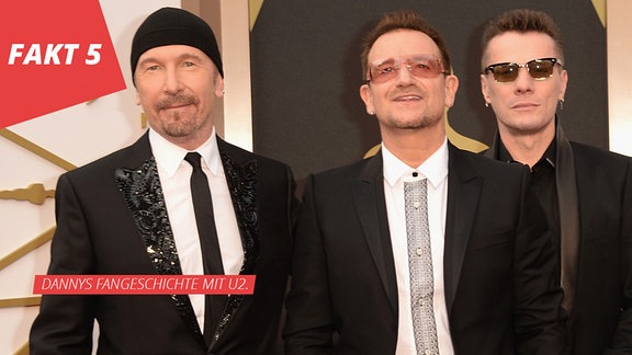The Edge, Bono, Larry Mullen Jr. von U2 @Hollywood & Highfield Center/L.A.