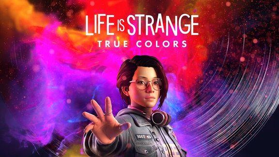 Hauptprotagonistin Alex Chen im Spiel Life is Strange: True Colors vor buntem Hintergrund.