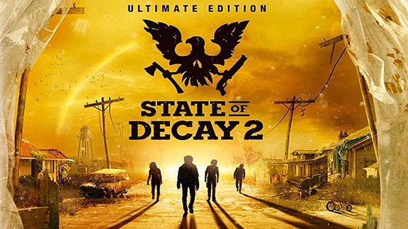 Zombies in Schattenrissen und dem Schriftzug "State of Decay 2".