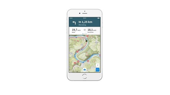 Navigation via komoot-App auf dem Smartphone