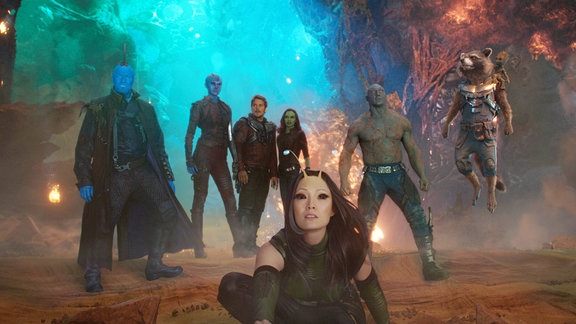 Guardians of the Galaxy Vol.2 | die Helden von links: Yondu, Nebuls, Star-Lord, Gamora, Drax, Raccoon, Groot und Mantis