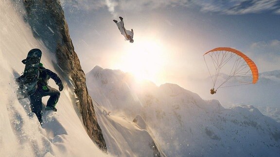 Szene aus dem Snowboardspiel "Steep"